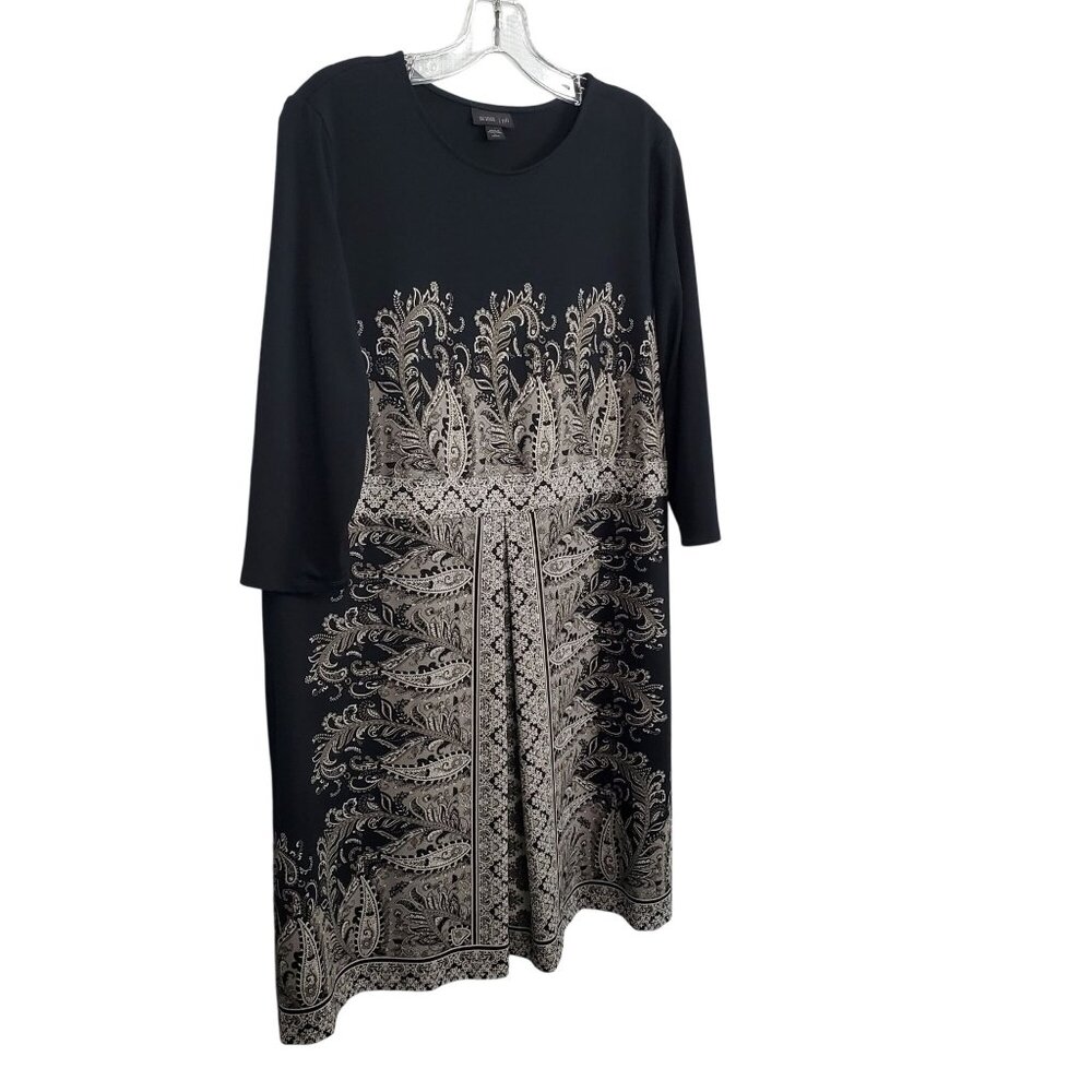 J Jill Wearever LP Size L Petite Dress Floral Paisley Print Single Pleat Dressy